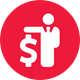 Icono de persona con símbolo de moneda