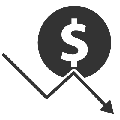 Icono de reducción de costos