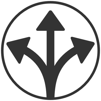 Icono de 3 flechas apuntando hacia lugares diferentes